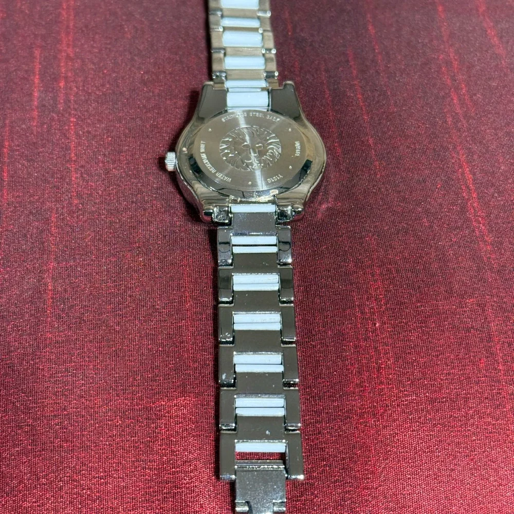 Anne Klein Silver-Tone Men's Watch with White Accents Y2K